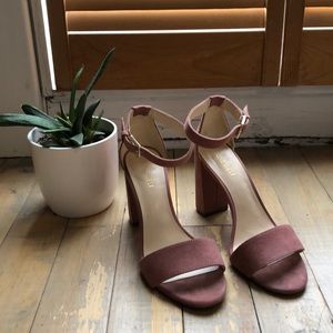 Nine West faux suede pink block heels